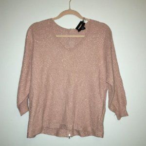Express Mid-Length Sleeve Knit Top with Zipper Detail, with Matching T-Shirt